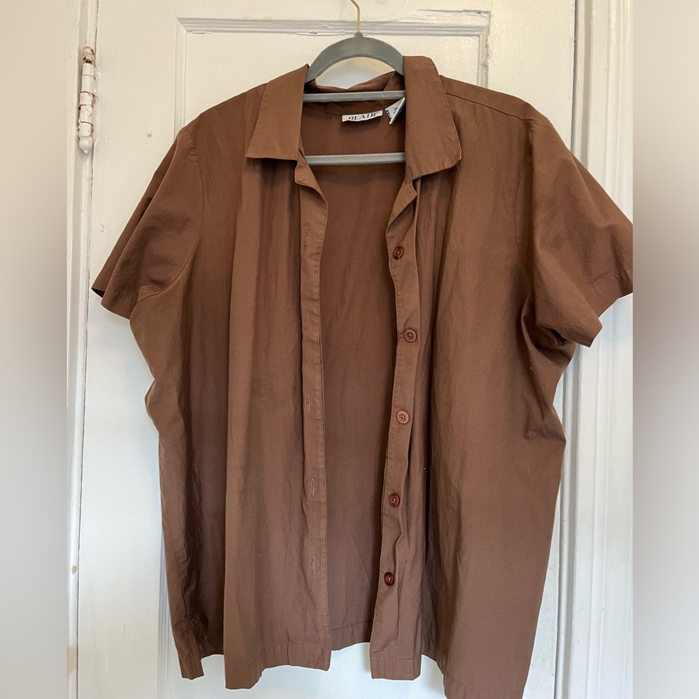 Brown light weight button up
